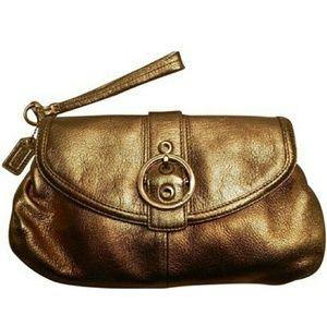 LARGE COACH "Rose Gold" Ali Clutch 10x6